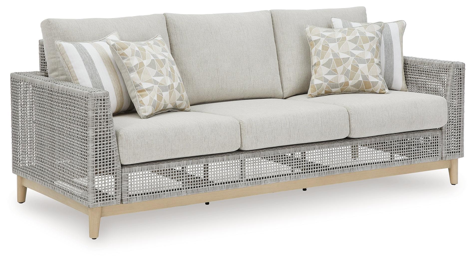 Seton Creek Gray Outdoor Sofa With Cushion - Image 2