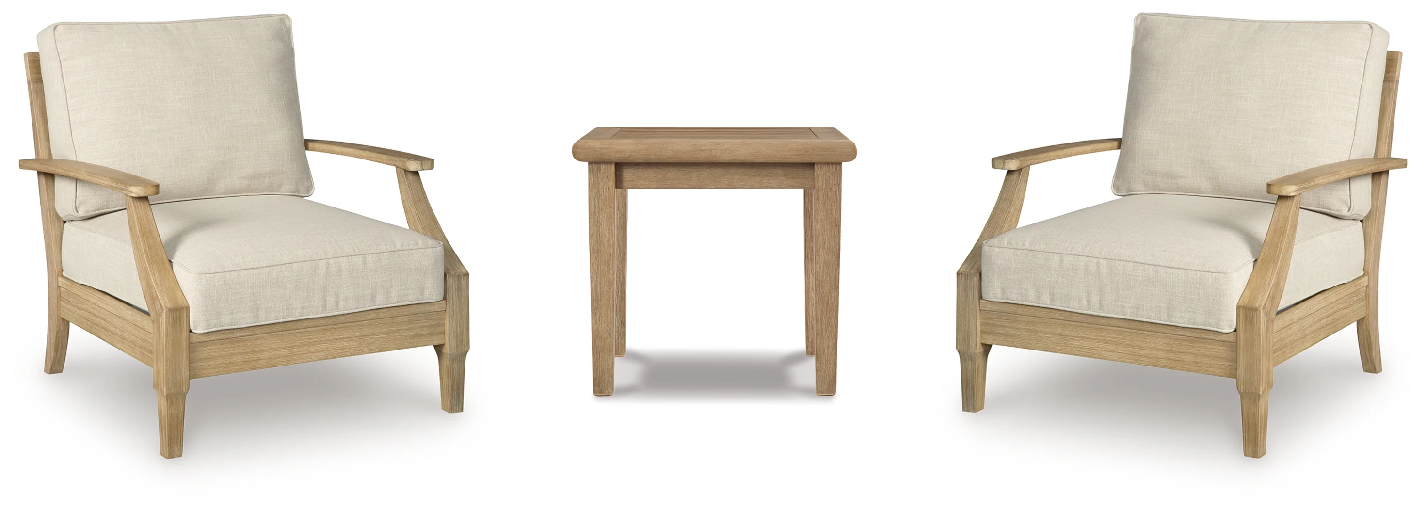 Clare Beige View 2 Outdoor Chairs with End Table - Image 2