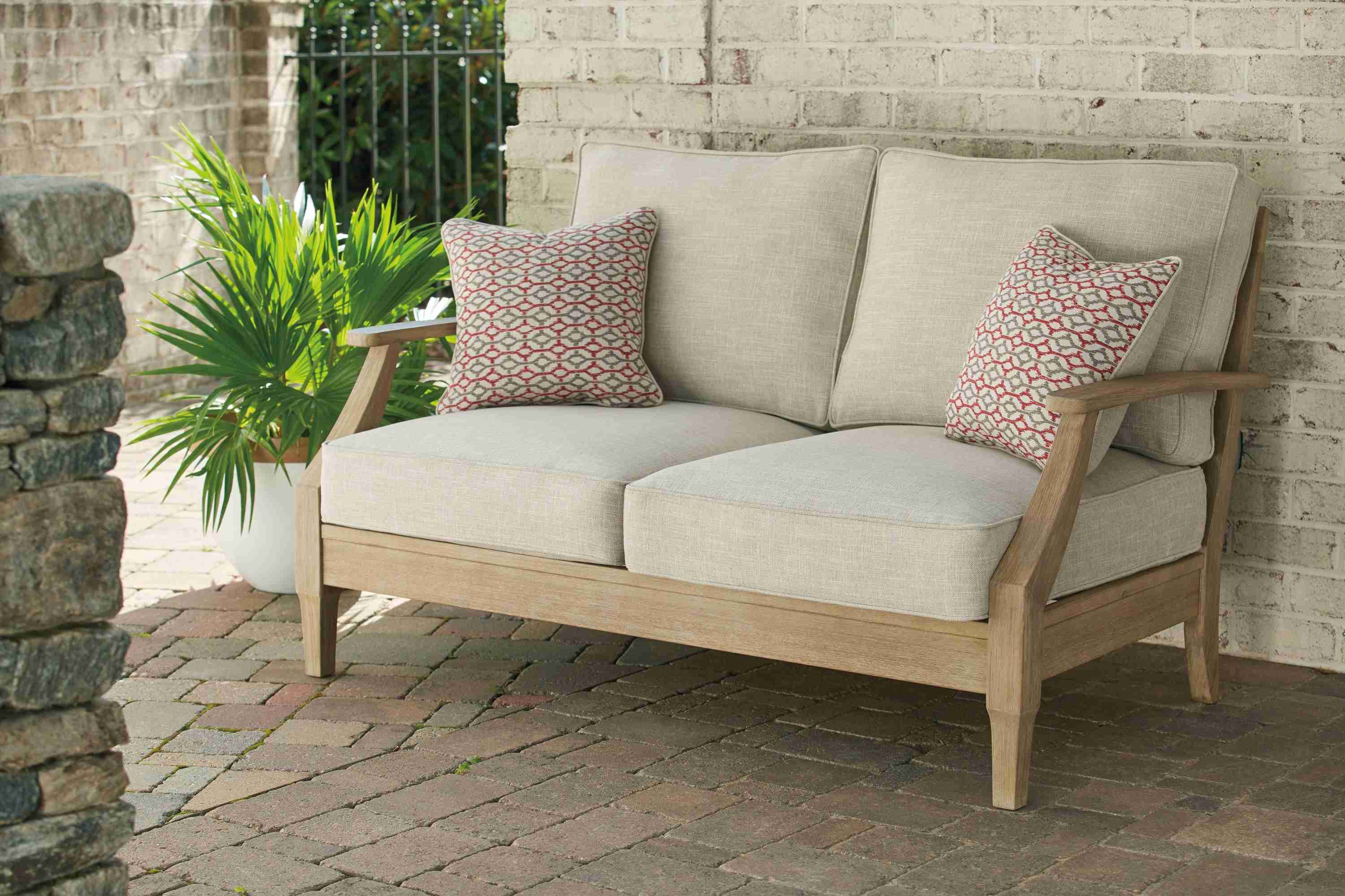 Clare View Beige Loveseat With Cushion - Image 3