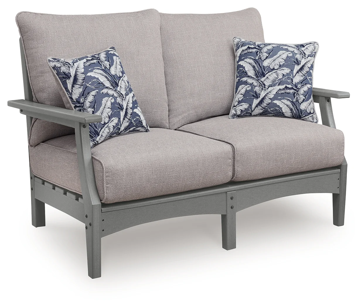 Cove Beach Gray Outdoor Loveseat with Cushion - Image 2