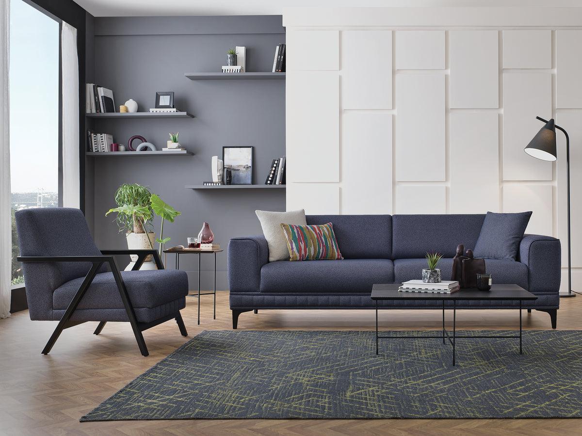 Pavia Navy Blue 3-Seater Sofa Bed - Image 3