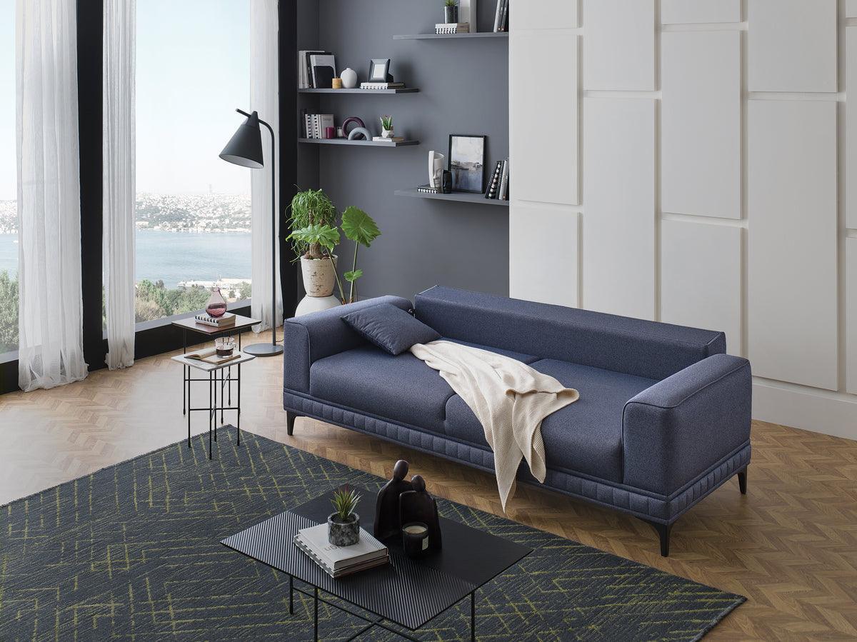 Pavia Navy Blue 3-Seater Sofa Bed - Image 2