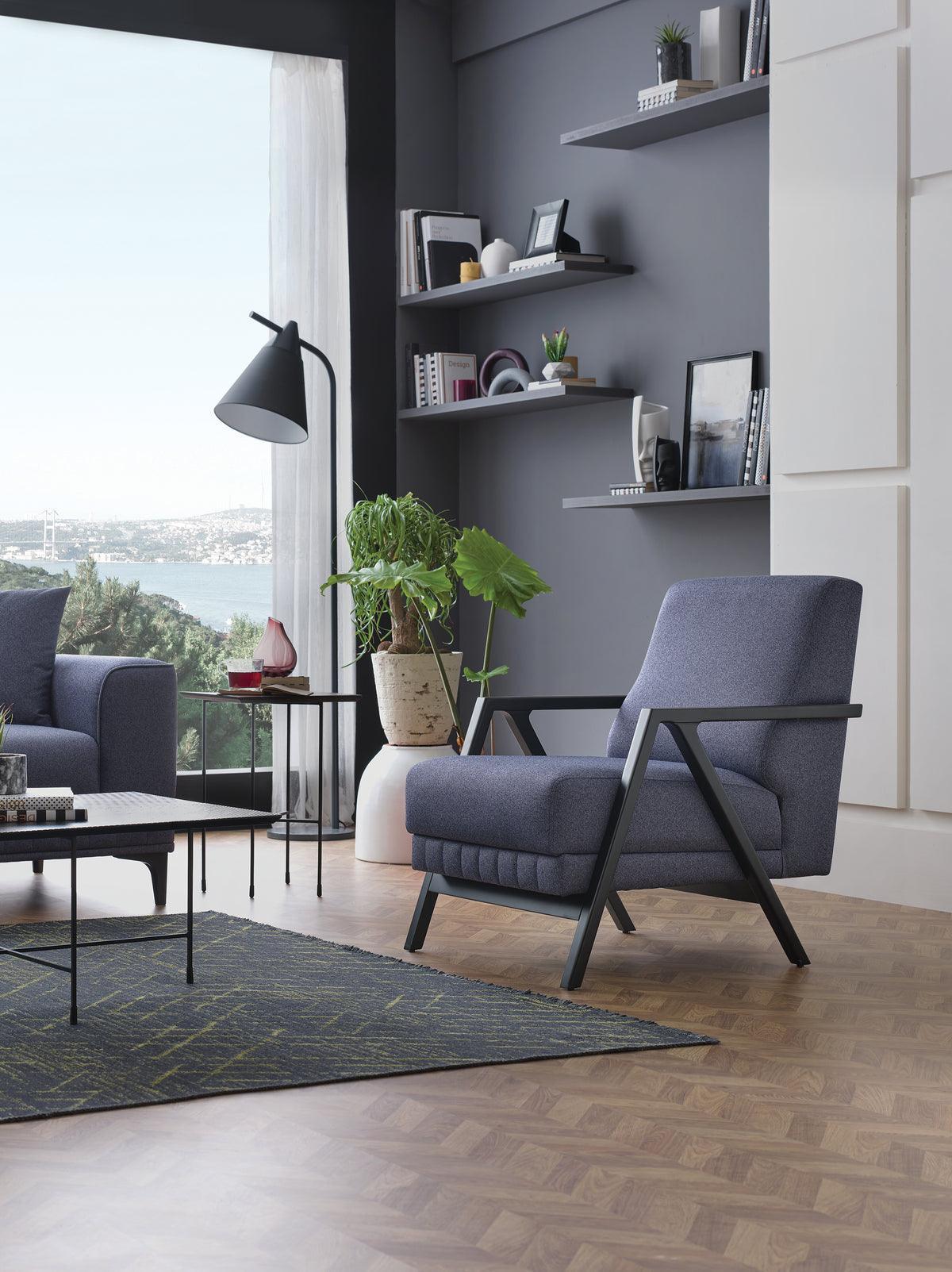 Pavia Navy Blue Armchair - Image 1