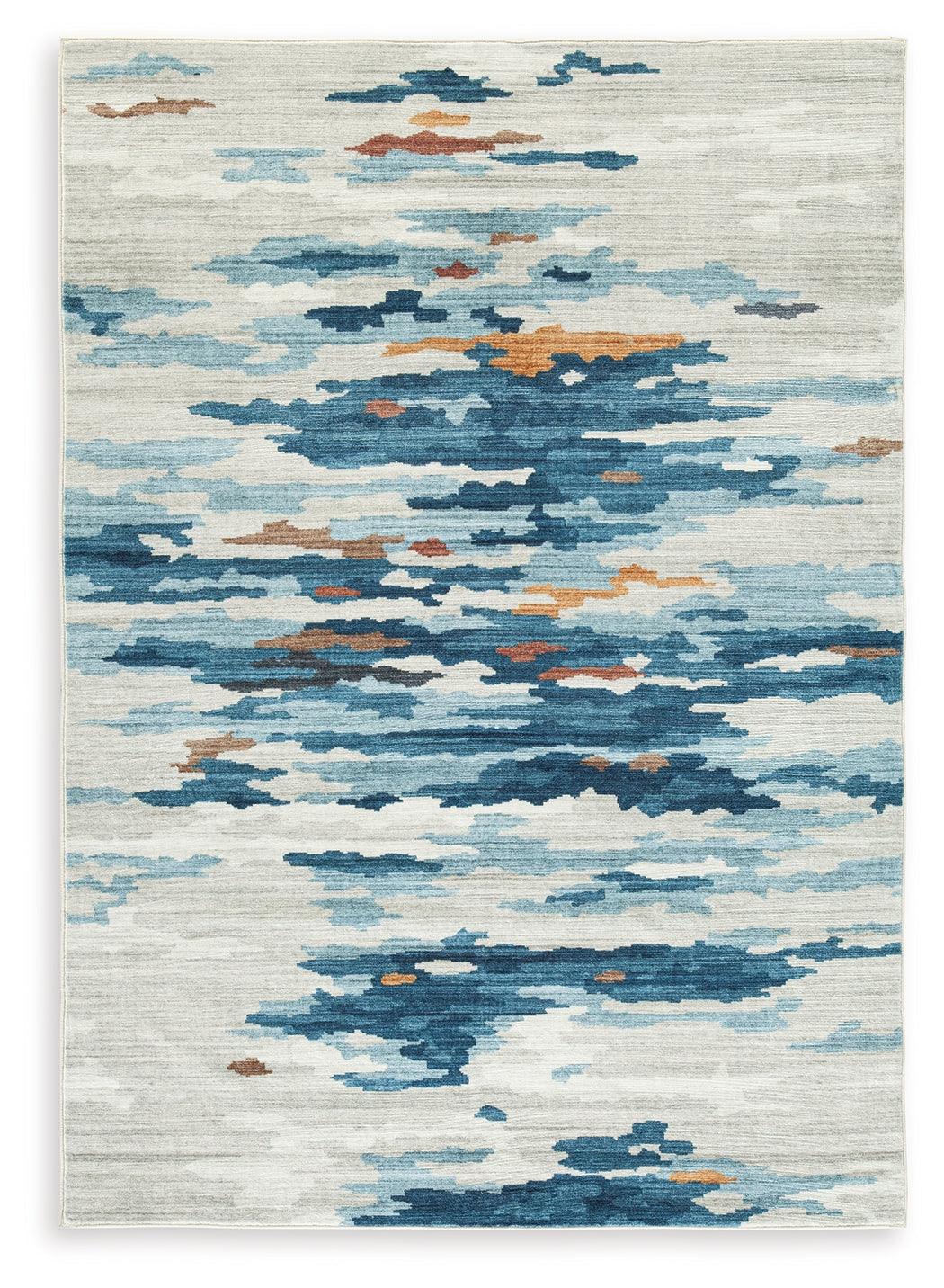 Vinlett Cream/Blue/Brown 5' x 7' Washable Rug - Image 2