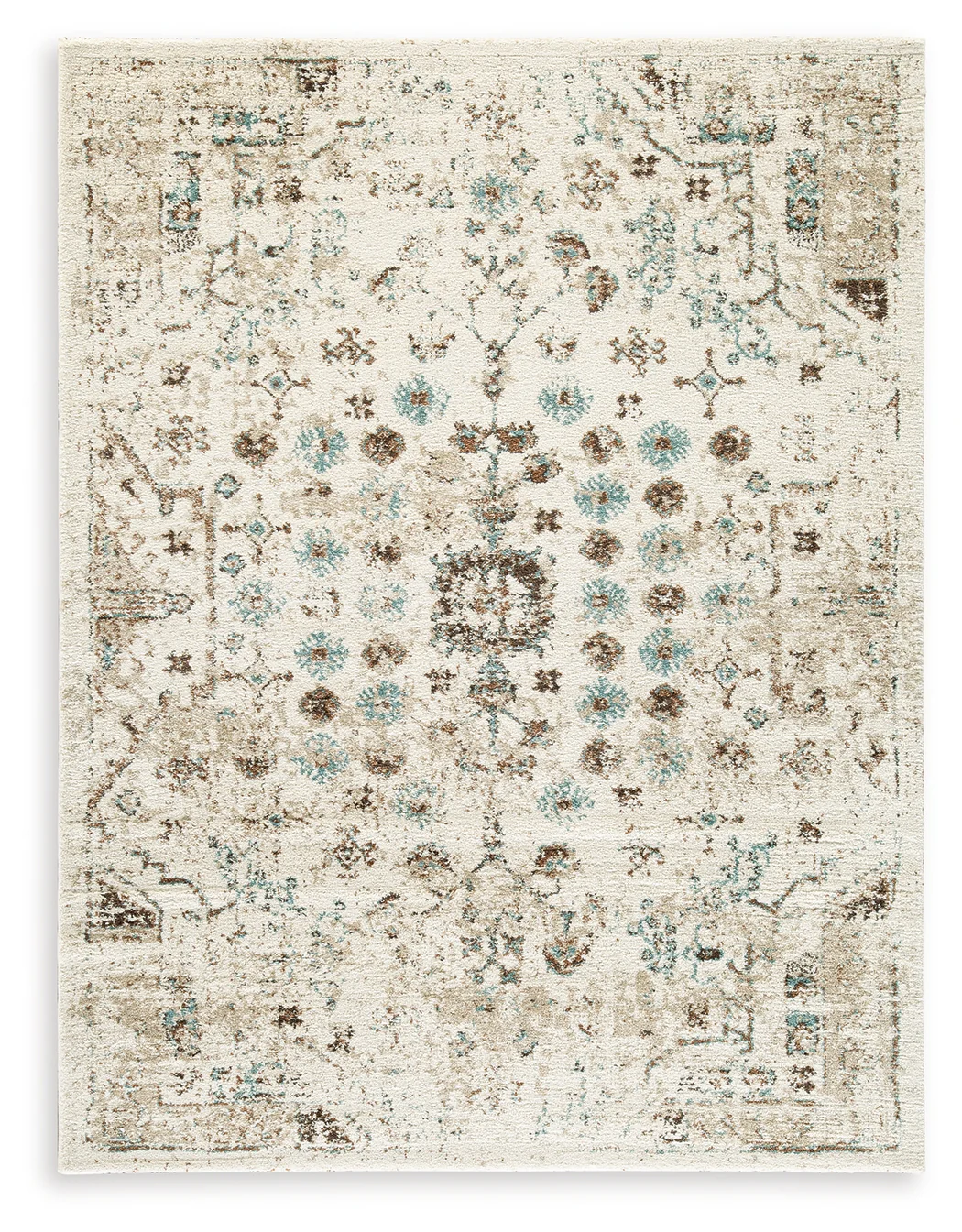 Jossler Ivory/Brown/Teal 5' x 7' Rug - Image 2