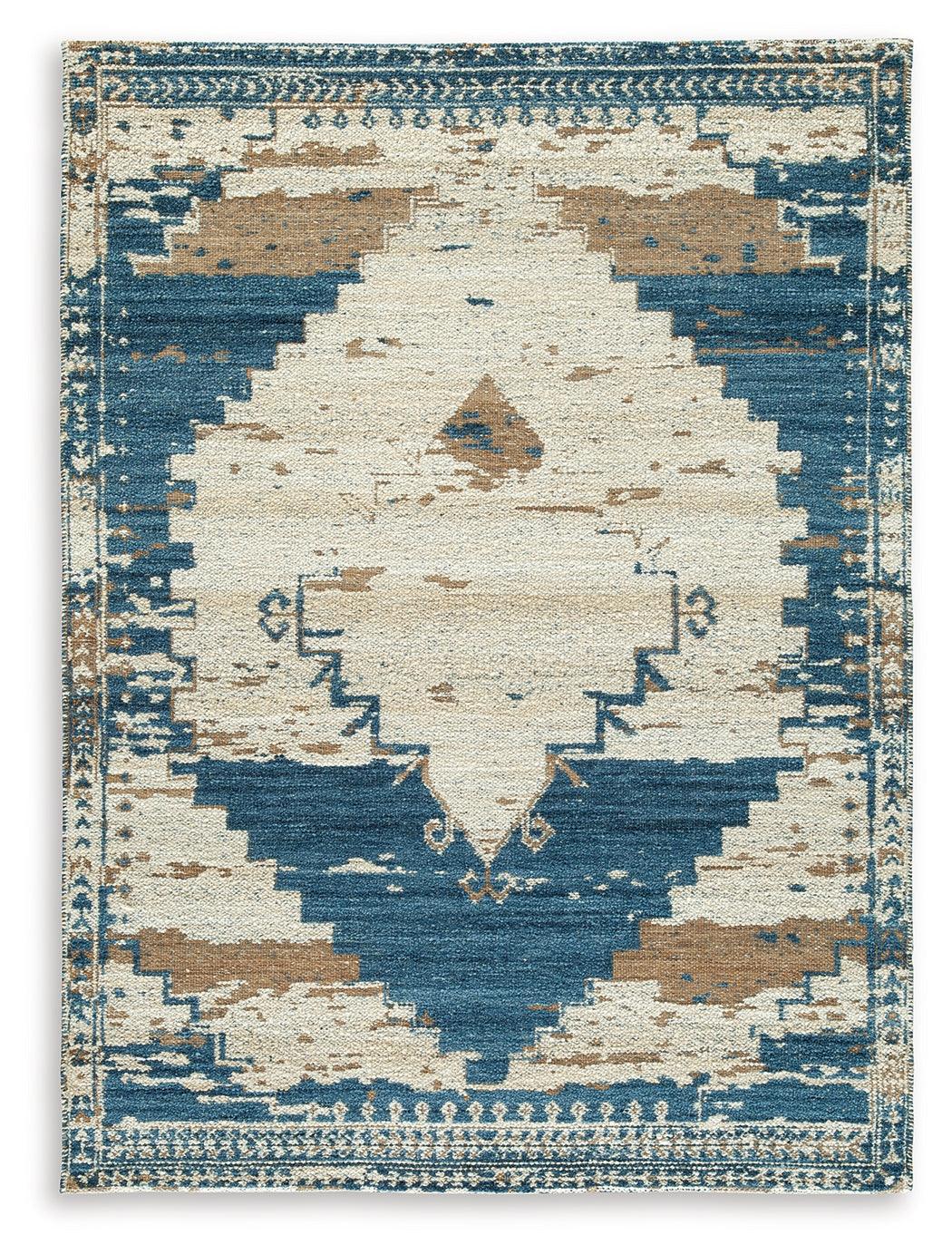 Varnler Blue/Brown/Tan 5' x 7' Rug - Image 2