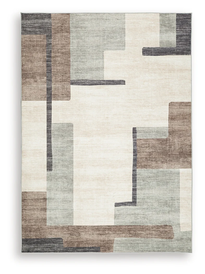 Larkport Cream/Brown/Gray Washable 5' x 7' Area Rug - Image 2
