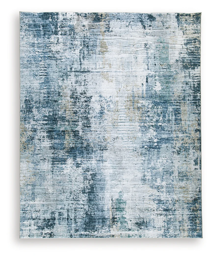 Arlenmont Blue/White/Brown 7'6" X 9'6" Memory Foam Area Rug - Image 2