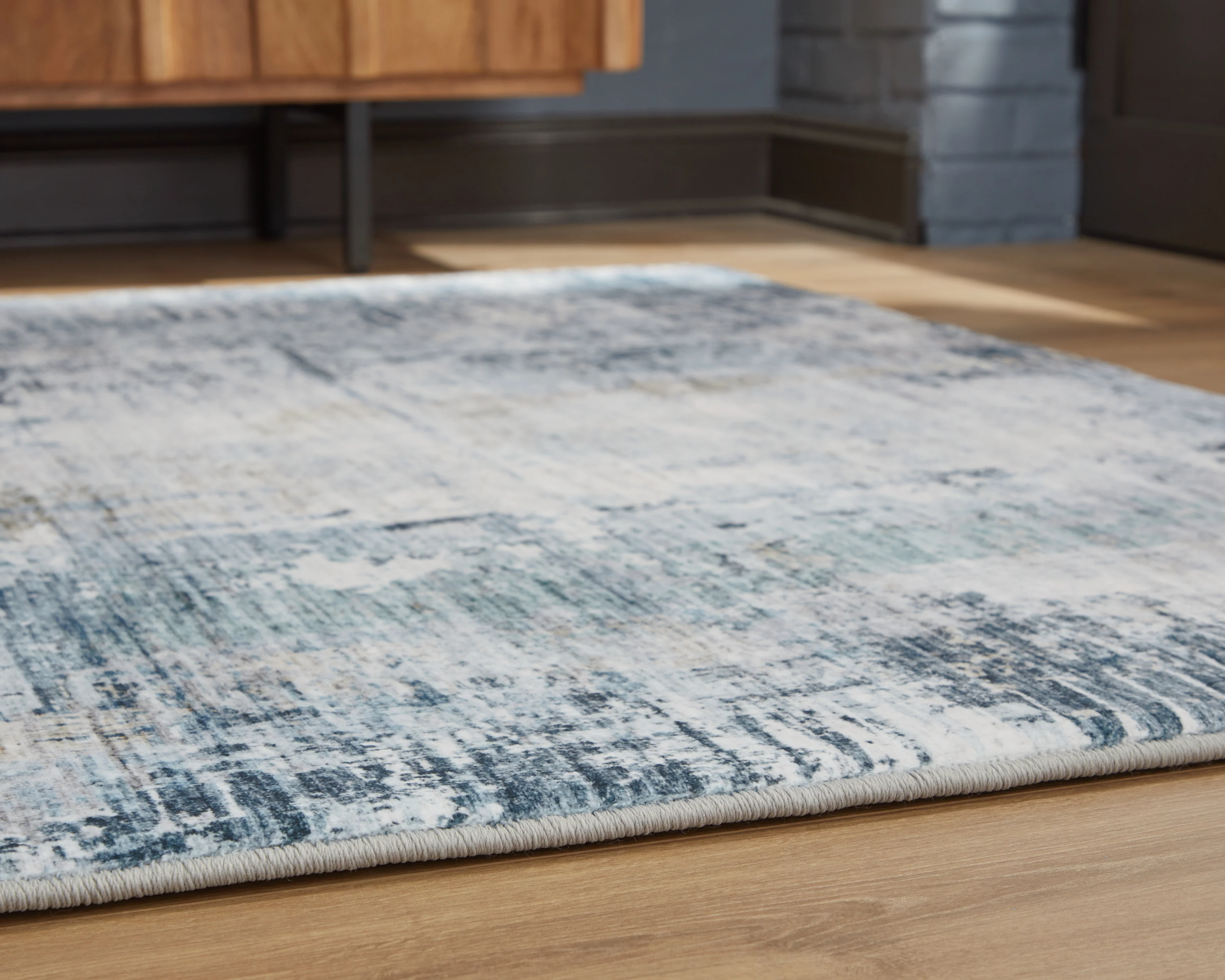 Arlenmont Blue/White/Brown 5' x 7' Memory Foam Area Rug - Image 3