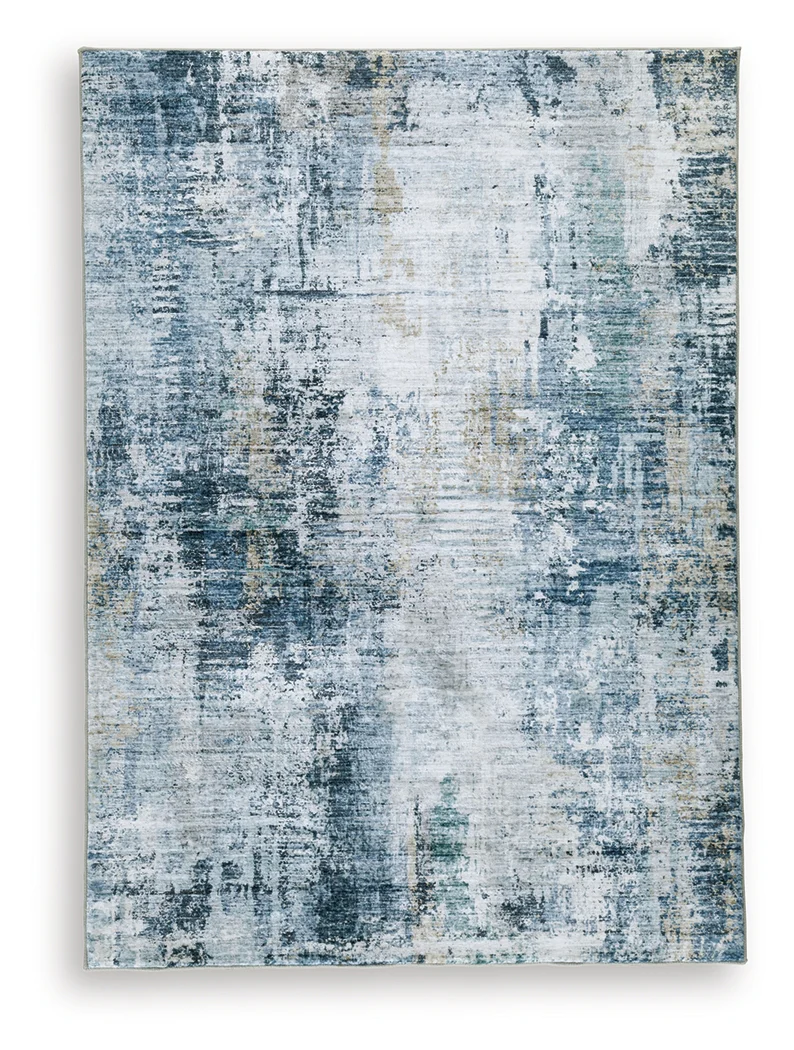 Arlenmont Blue/White/Brown 5' x 7' Memory Foam Area Rug - Image 2
