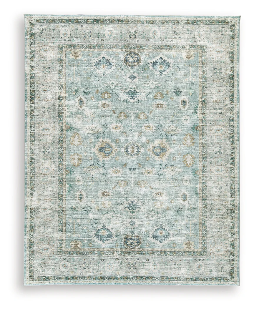 Ladstoney Teal/Beige/Ochre 7'6" X 9'6" Memory Foam Area Rug - Image 2