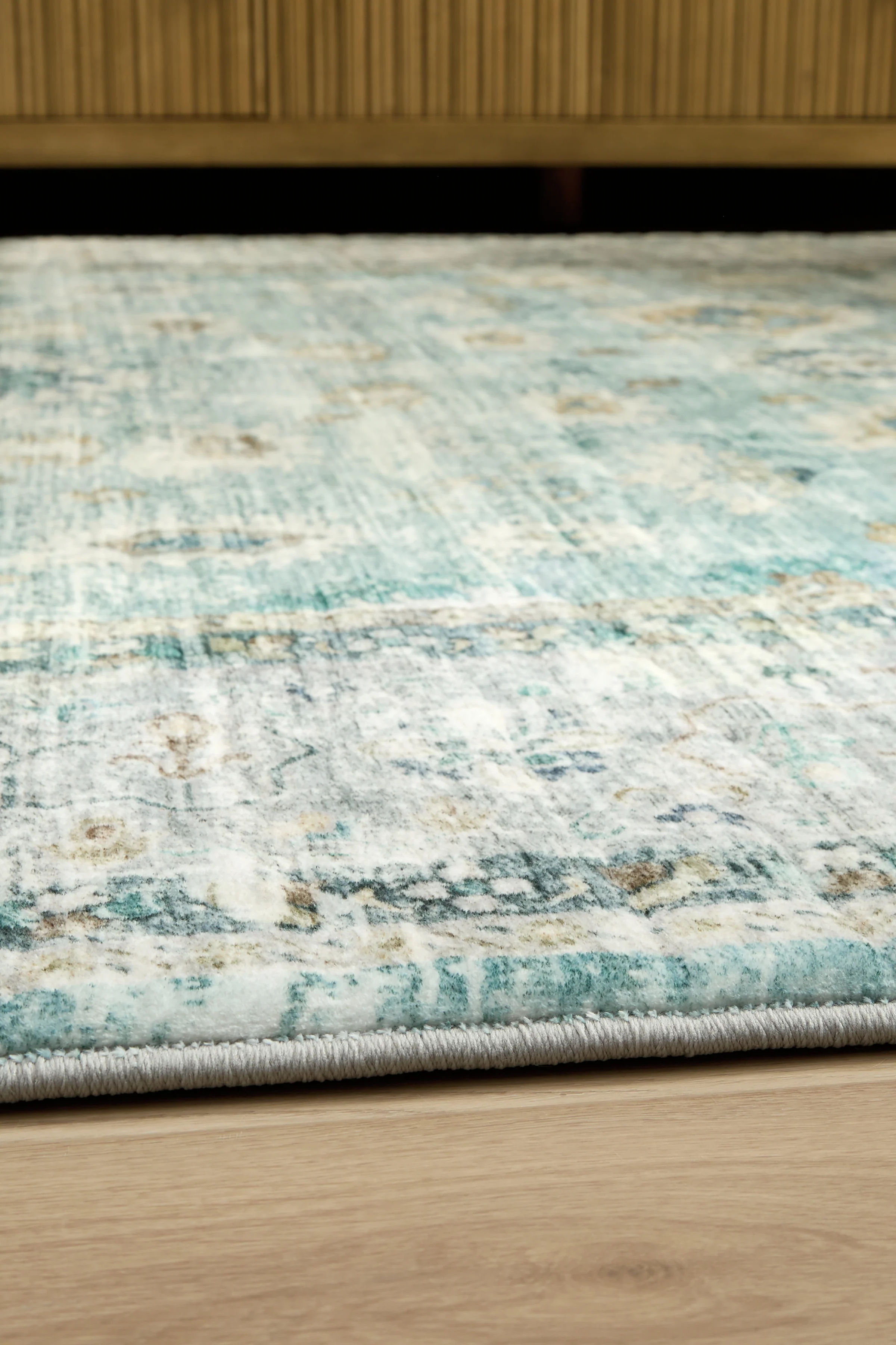 Ladstoney Teal/Beige/Ochre 7'6" X 9'6" Memory Foam Area Rug - Image 3