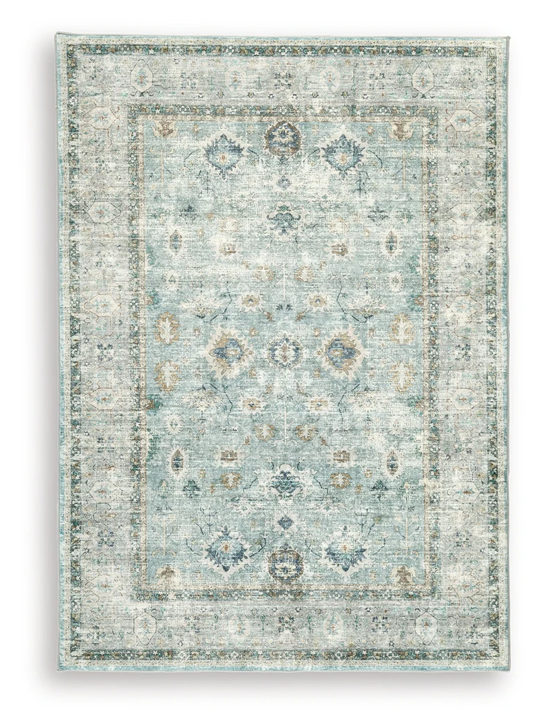 Ladstoney Teal/Beige/Ochre 5' x 7' Memory Foam Area Rug - Image 2