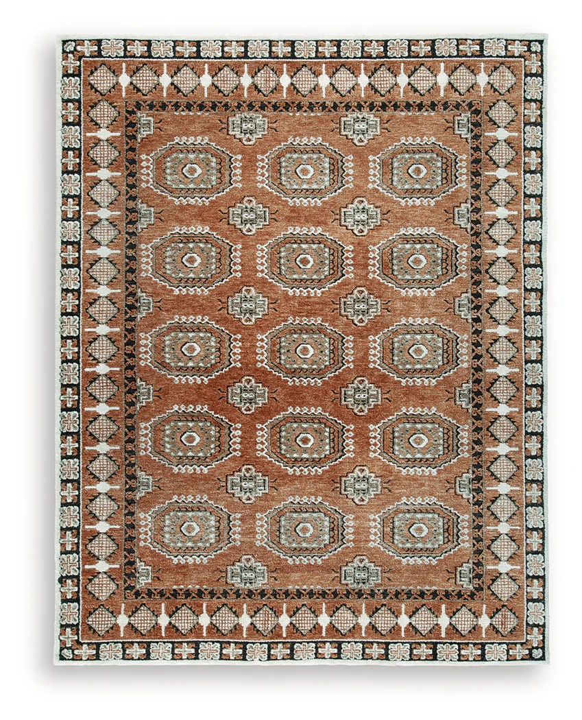 Qaabiz Sienna/Ivory/Black 7'8" x 10' Area Rug - Image 2