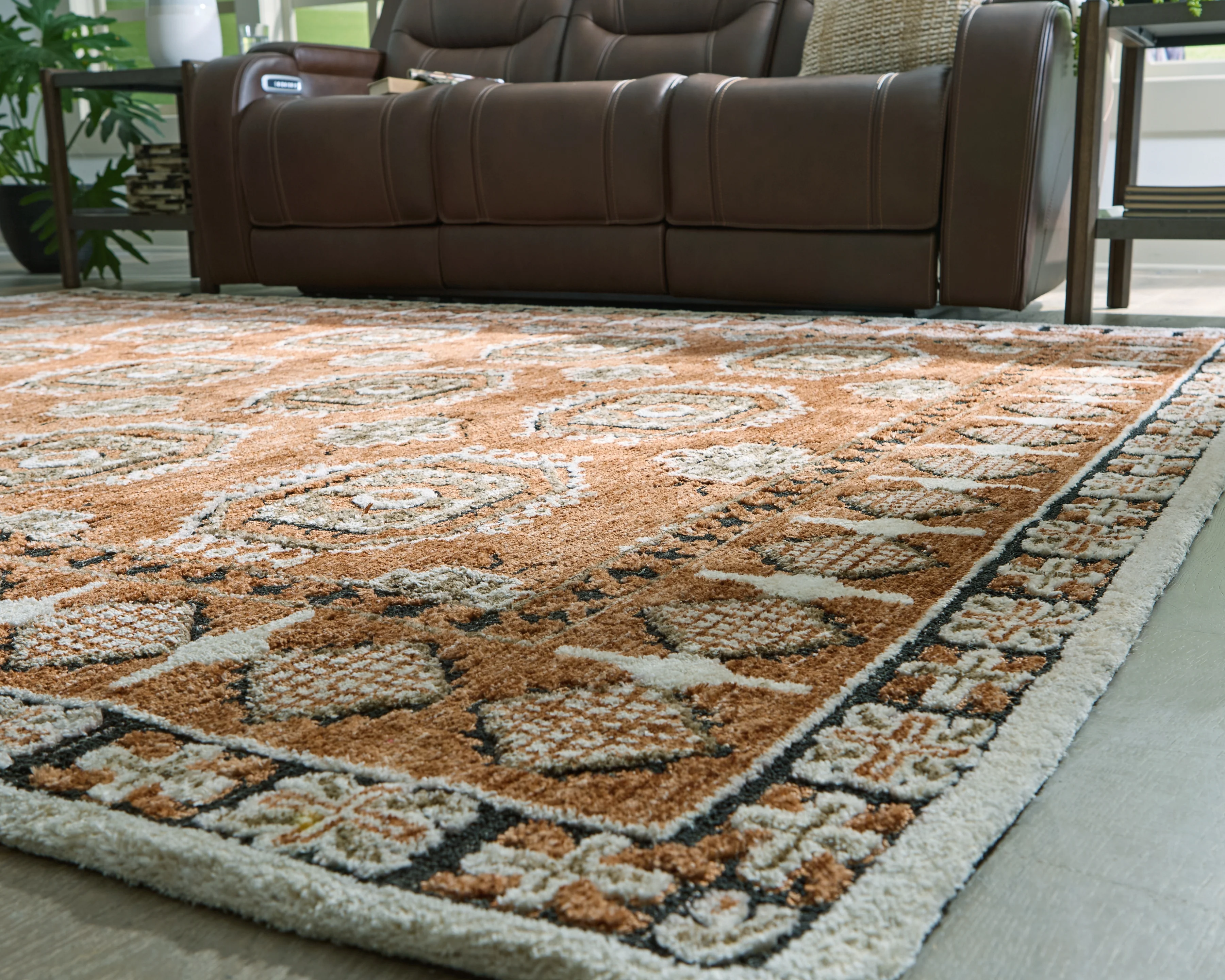 Qaabiz Sienna/Ivory/Black 5' x 7' Area Rug - Image 3