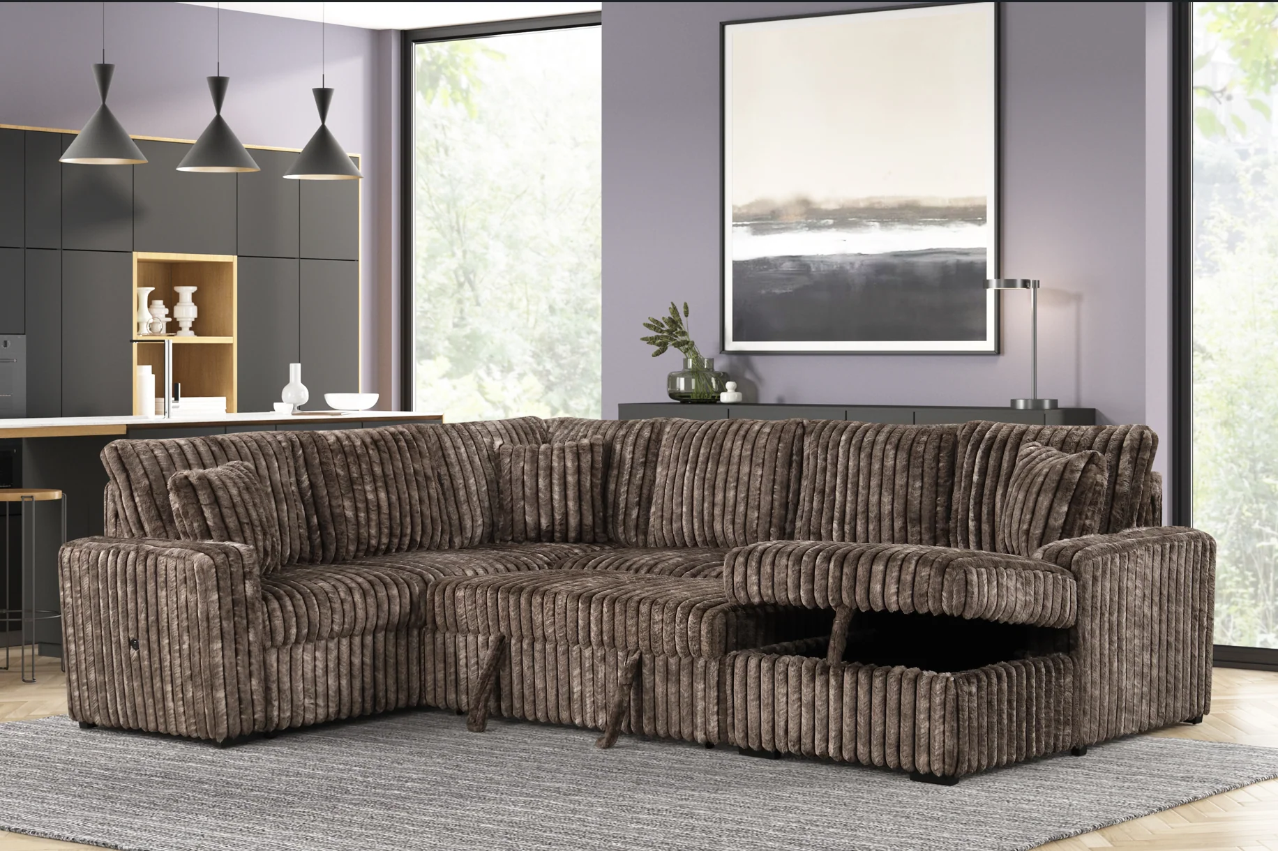 Raha II Brown Storage Sectional - Image 1