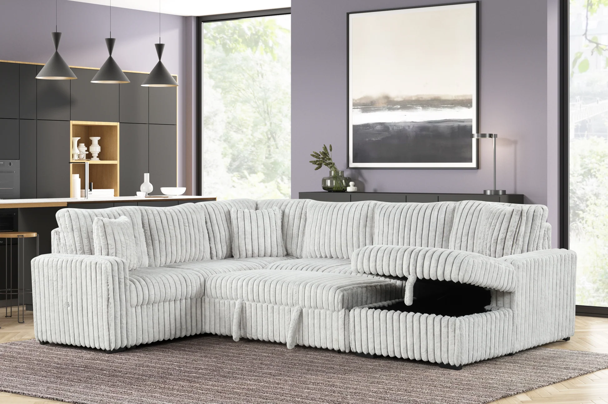 Raha II Grey Storage Sectional - Image 1