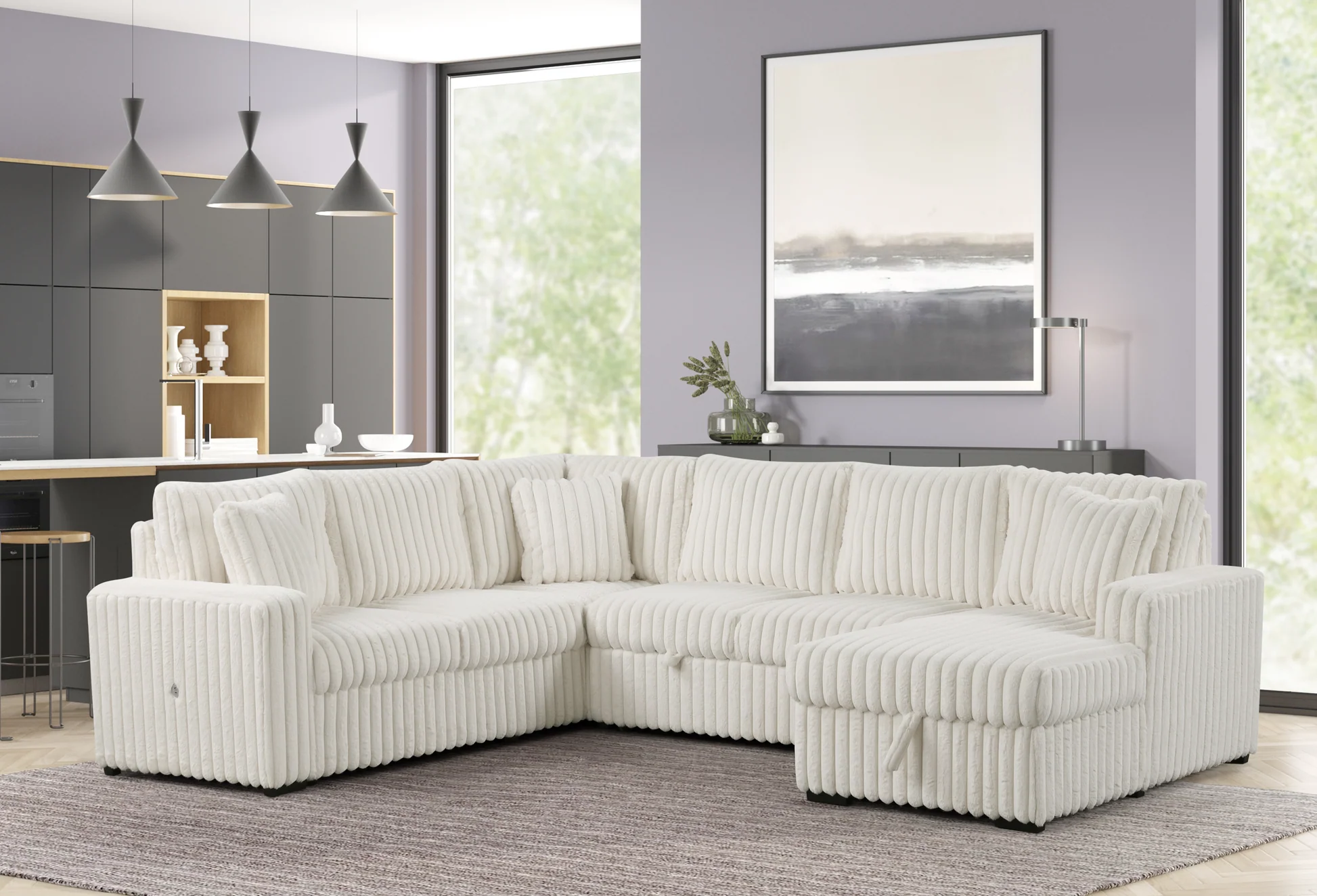 Raha II White Storage Sectional - Image 2