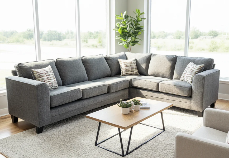 Thea Grey Fabric Sectional - Image 1