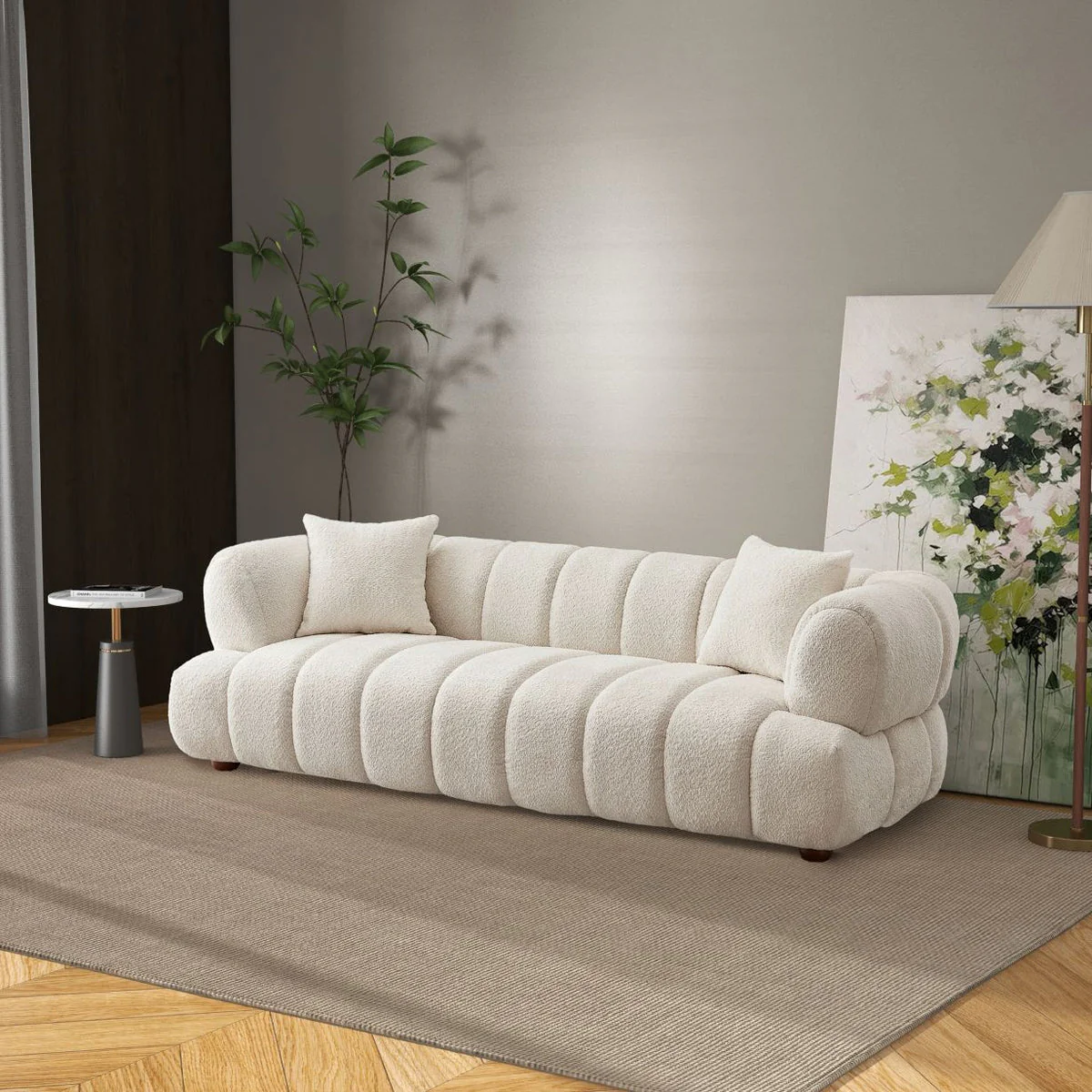 Amina Cream Boucle Sofa - Image 2