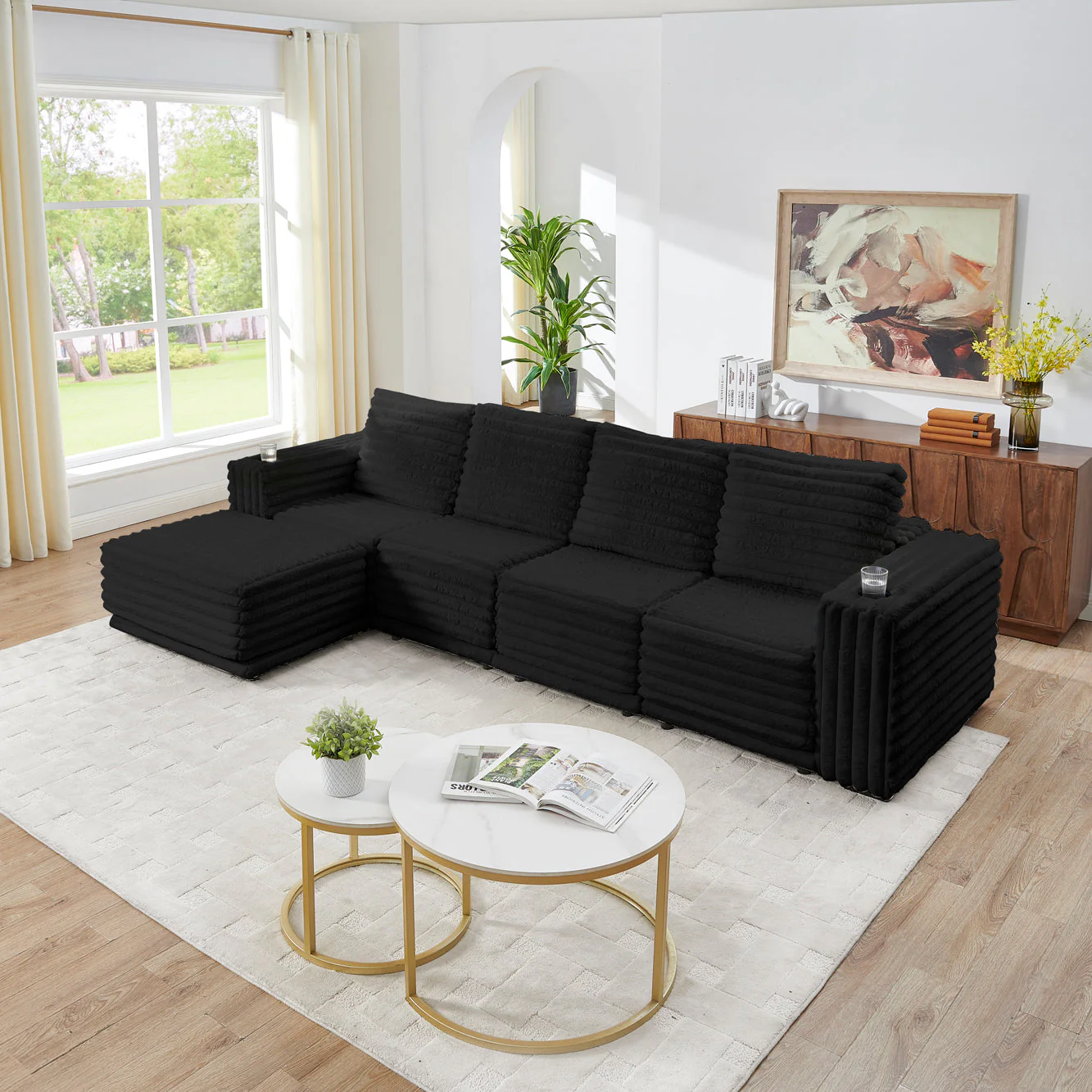 Nuve Black Modular Sectional - Image 3