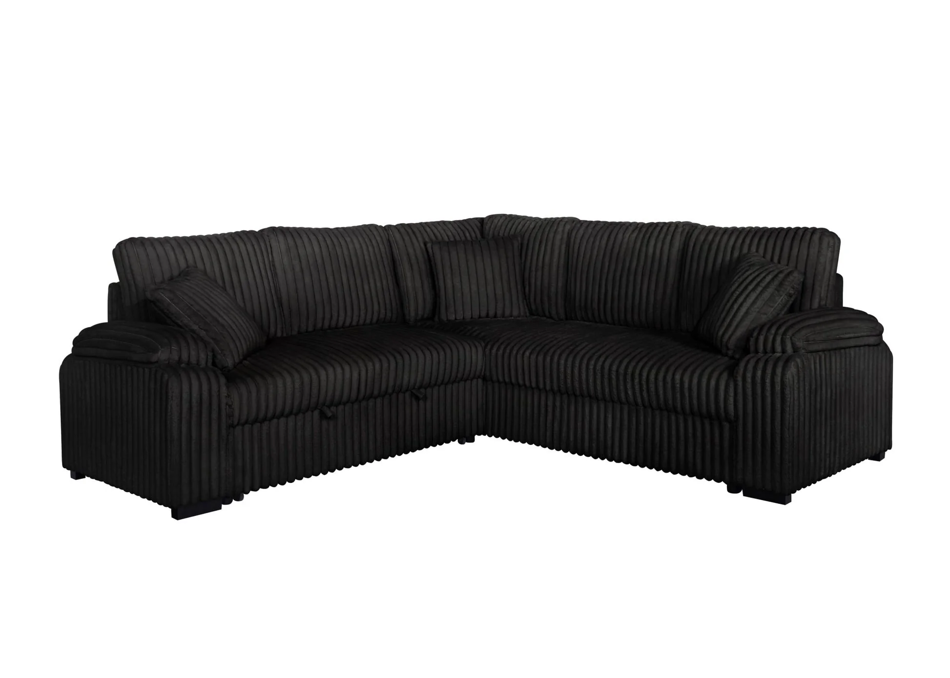 Neeha Black Corduroy Fabric Sectional - Image 3