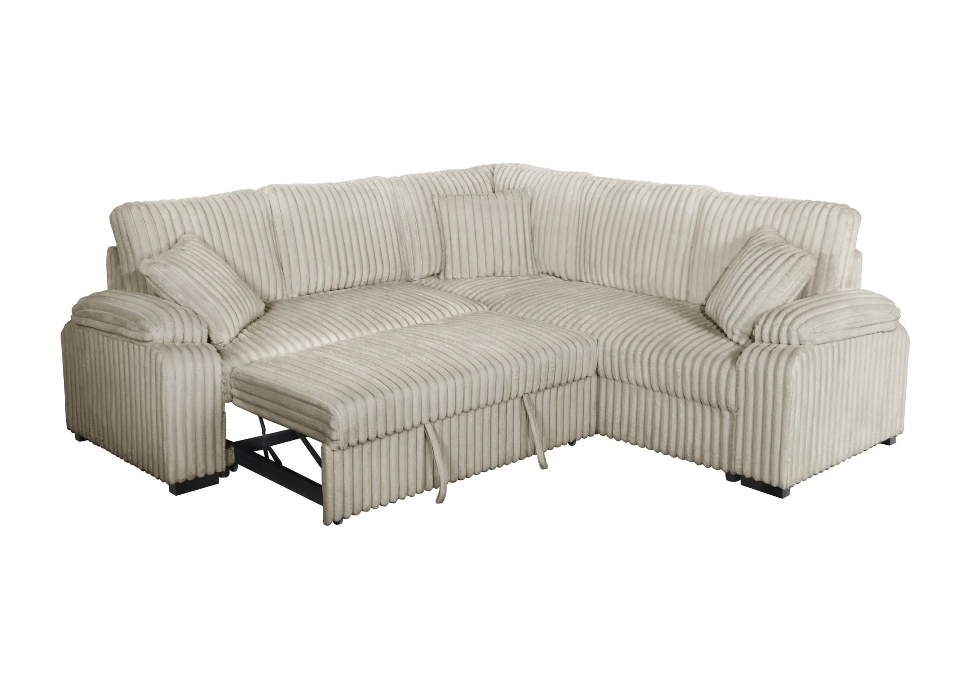 Neeha Cream Corduroy Fabric Sectional - Image 3