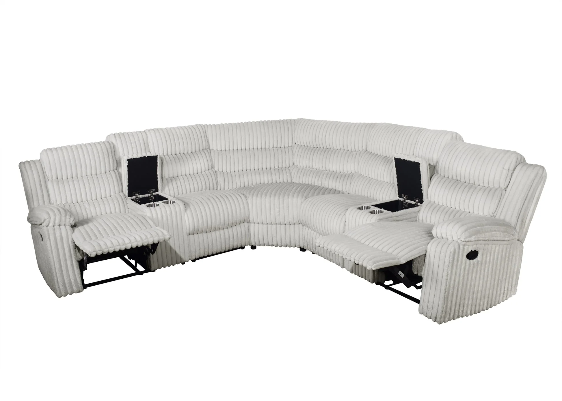 Calantha Gray Corduroy Fabric Reclining Sectional - Image 2