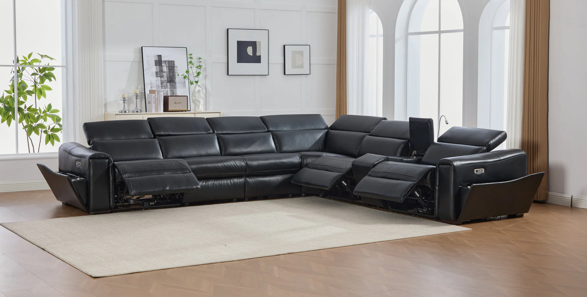 Divani Black Power Reclining Sectional - Image 1