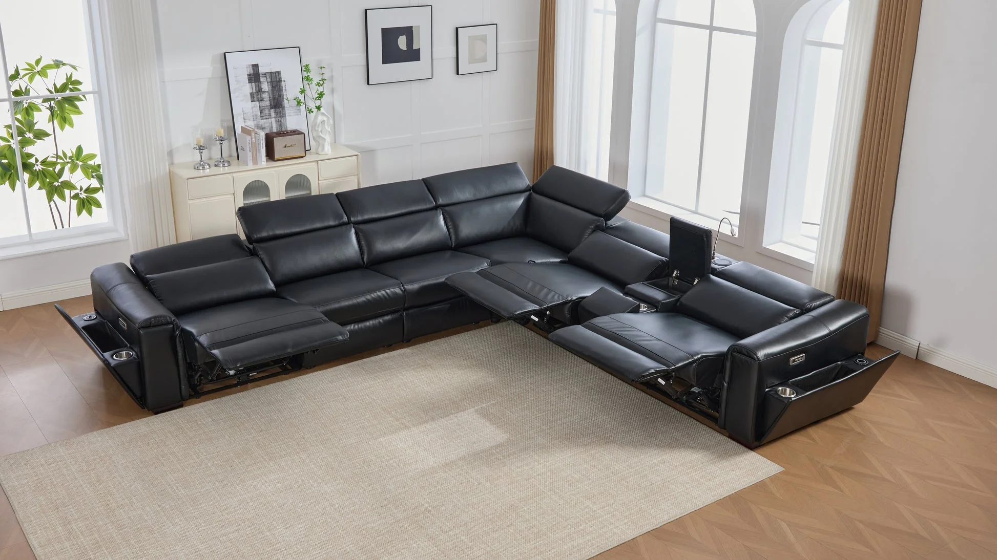 Divani Black Power Reclining Sectional - Image 2
