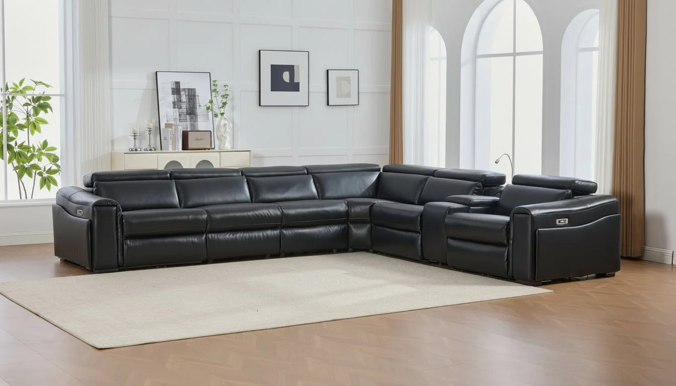 Divani Black Power Reclining Sectional - Image 3