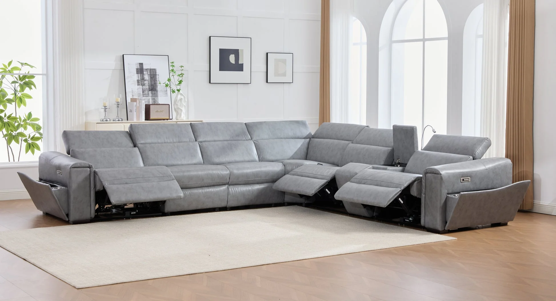 Divani Grey Power Reclining Sectional - Image 1