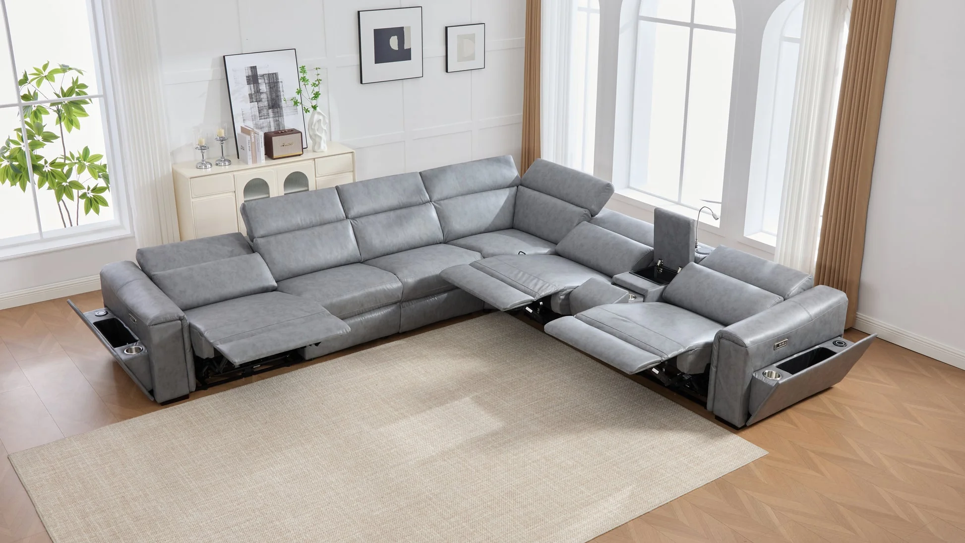 Divani Grey Power Reclining Sectional - Image 2