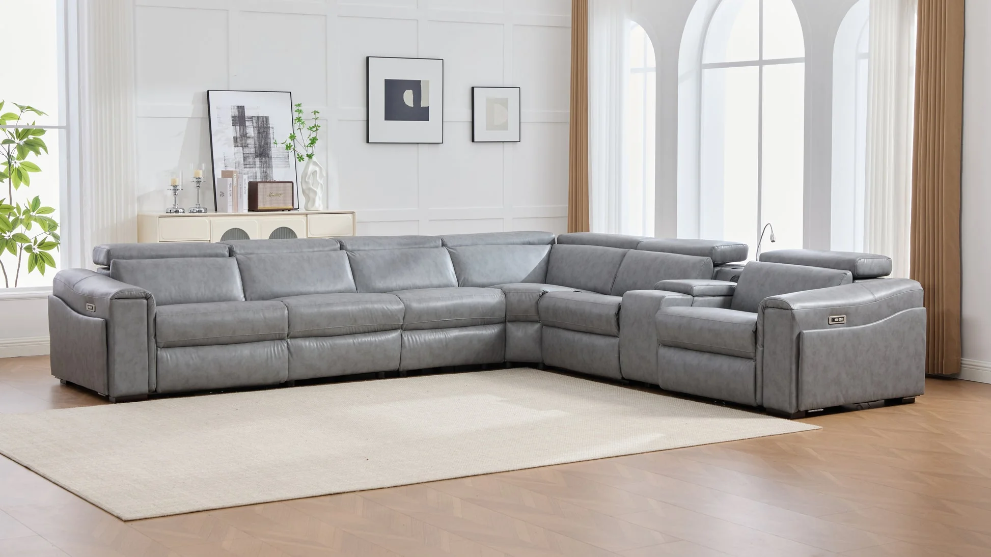 Divani Grey Power Reclining Sectional - Image 3