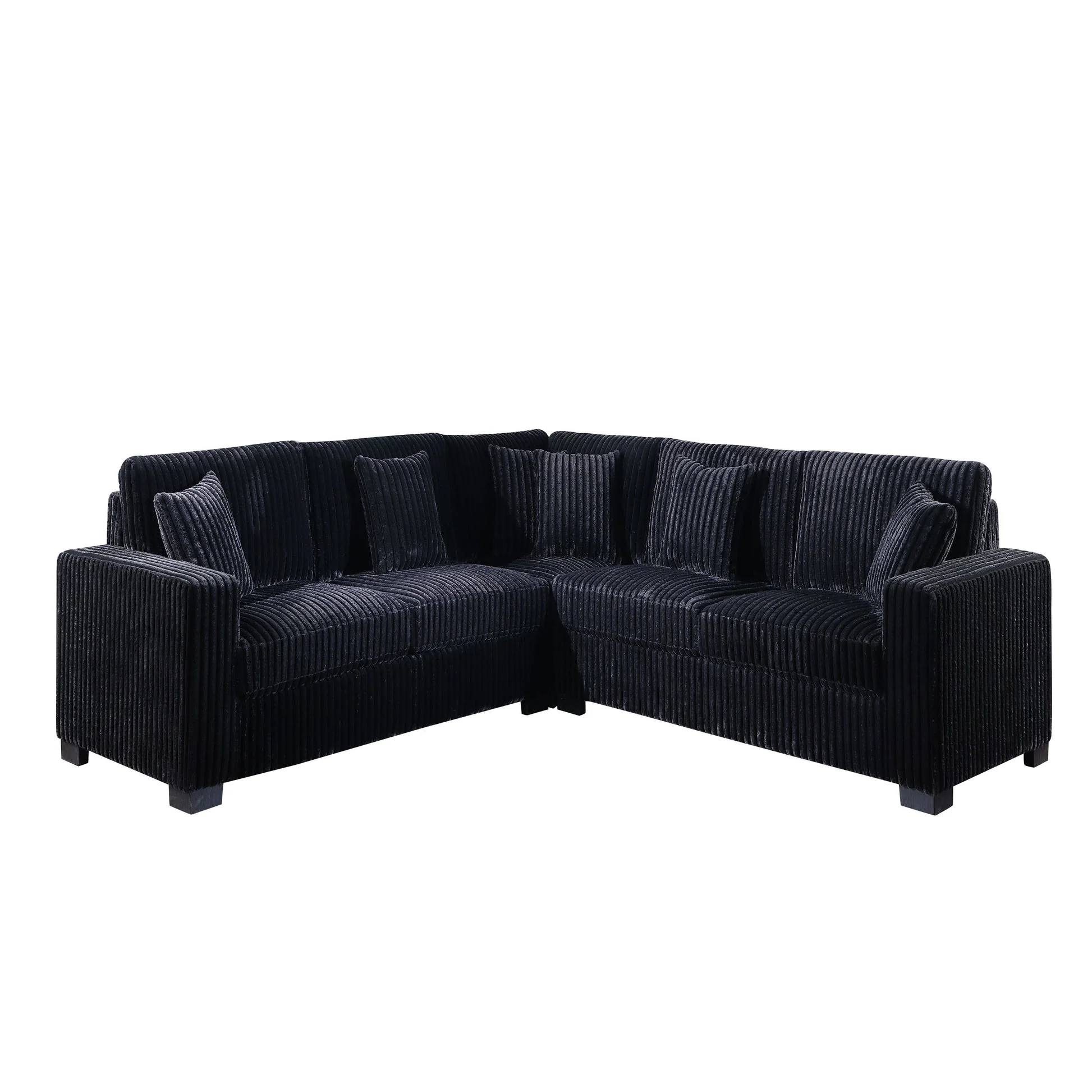 Comfy II Black Corduroy Fabric Sectional - Image 2