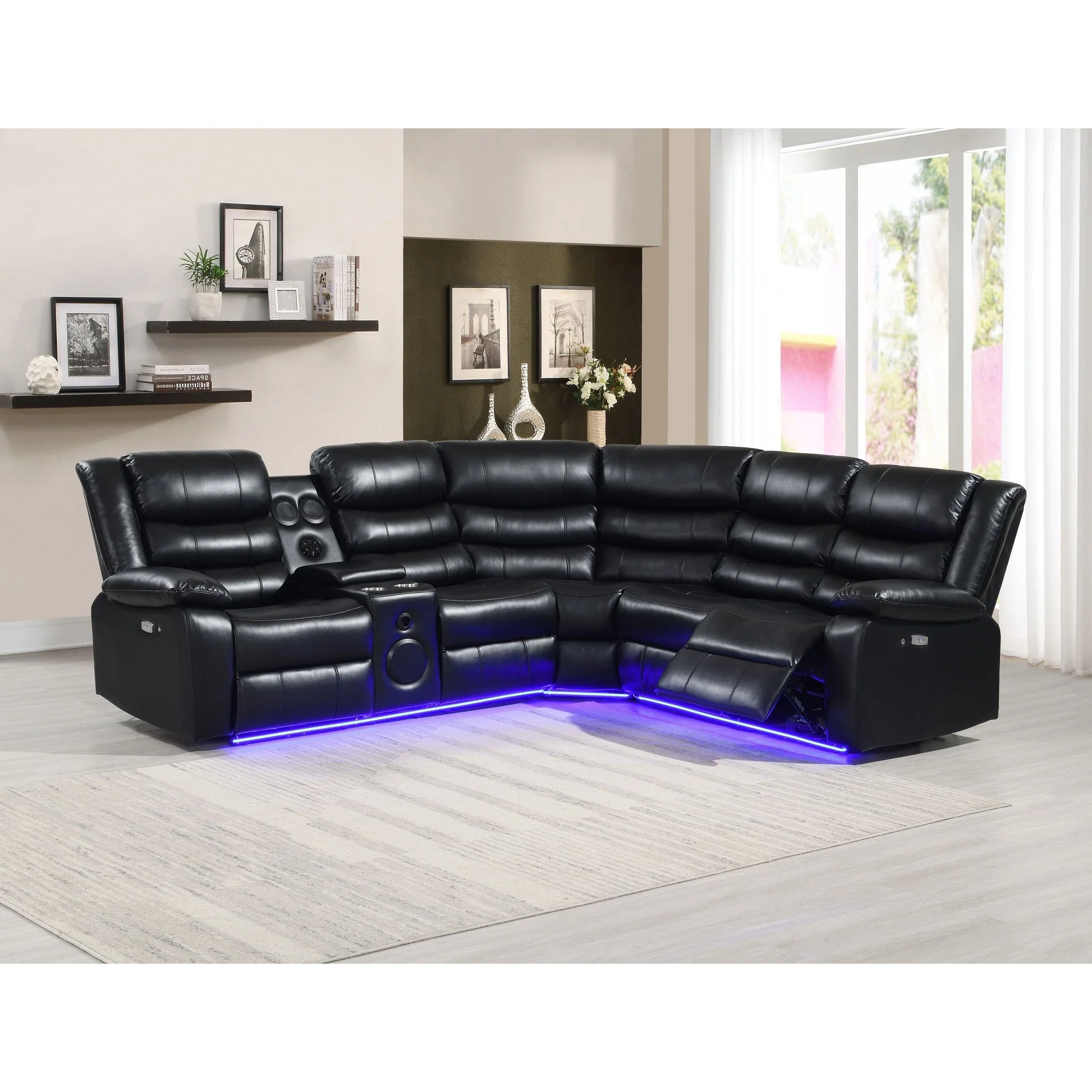 Sonic Black Power Reclining Sectional - Image 1