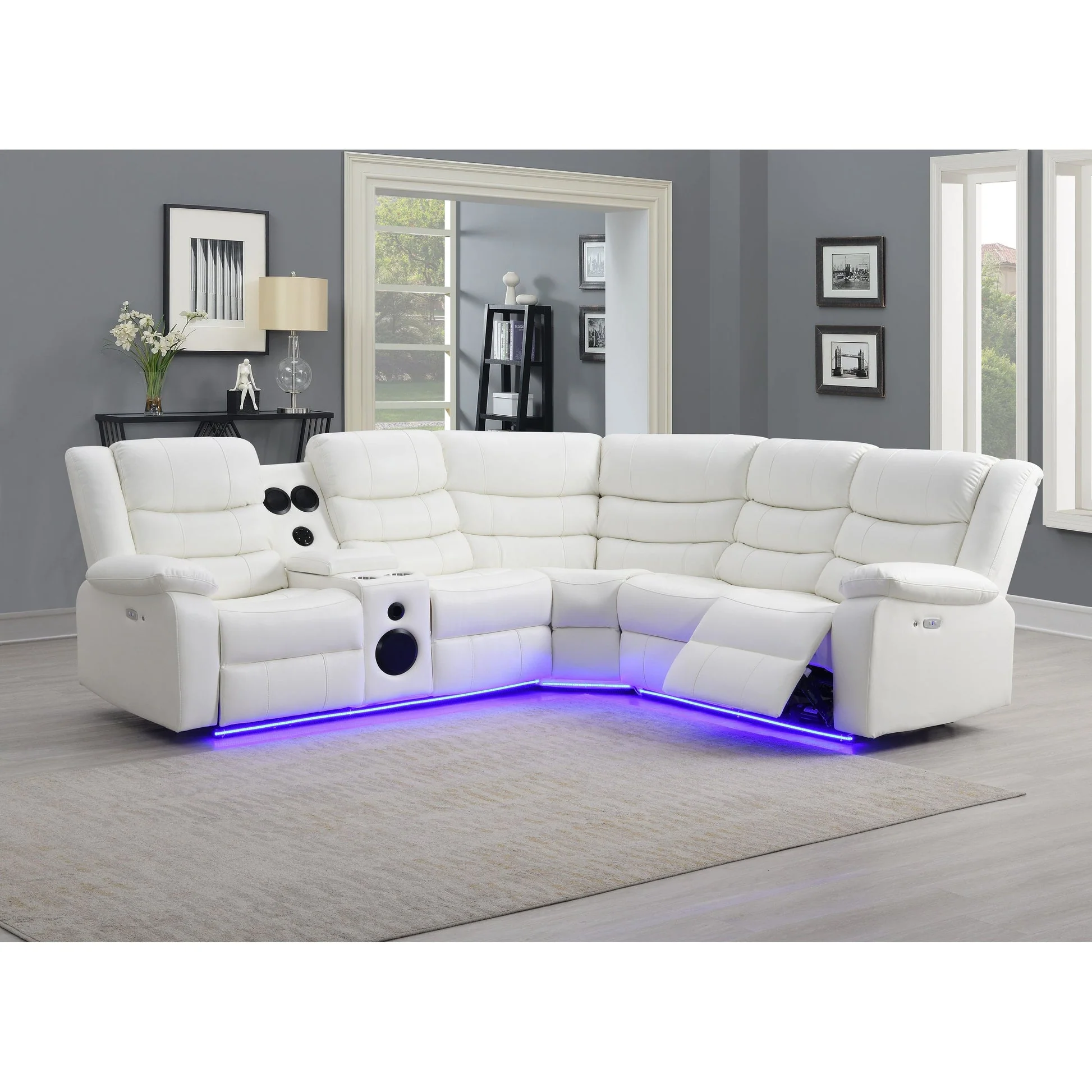 Sonic White Power Reclining Sectional - Image 1