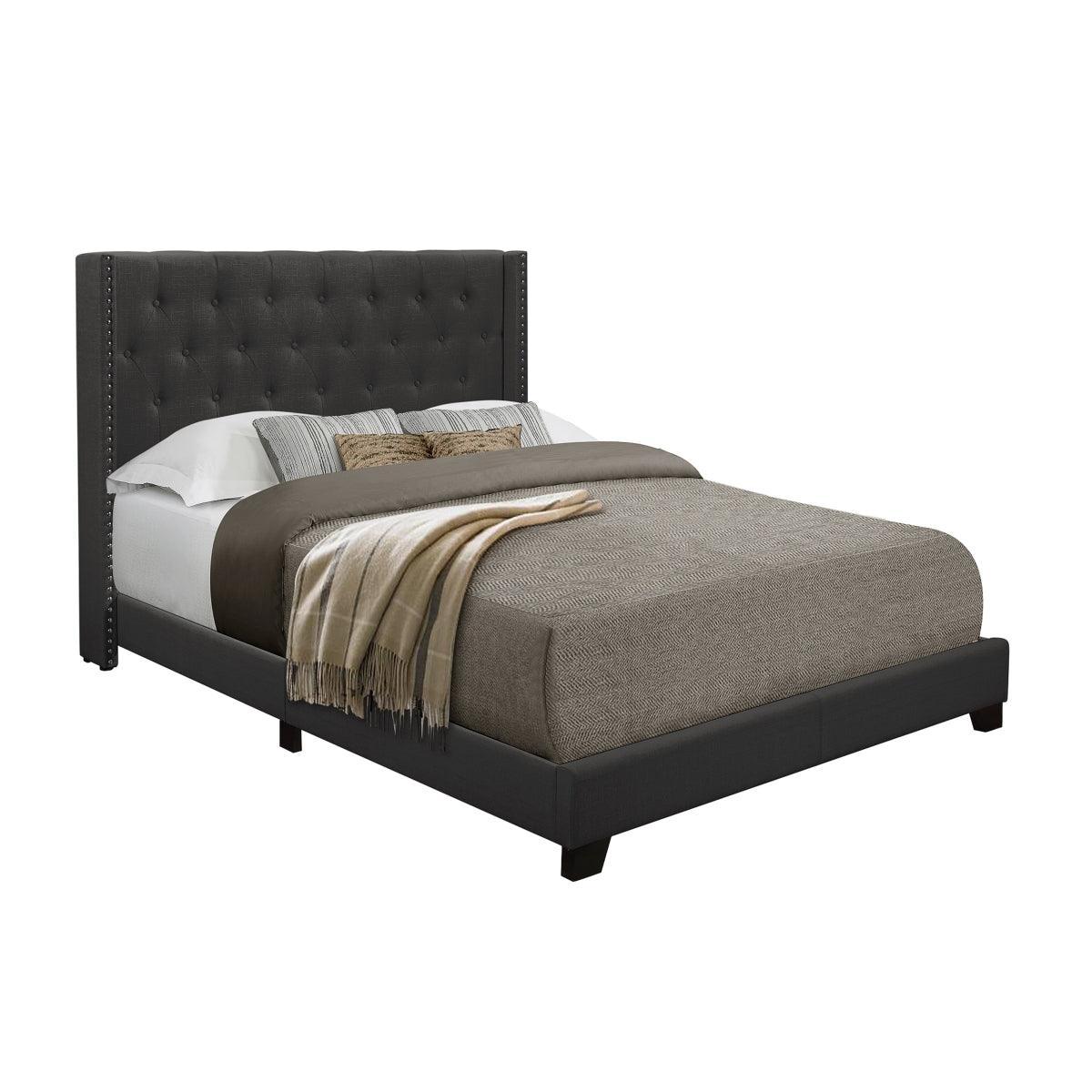 Barzini Dark Blue Fabric Tufted Upholstered Panel King Bed - Image 2