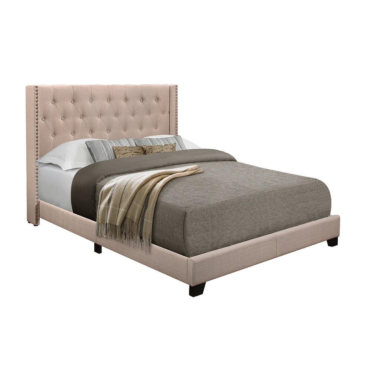 Baker Beige Fabric Tufted Platform Full Bed - Image 2