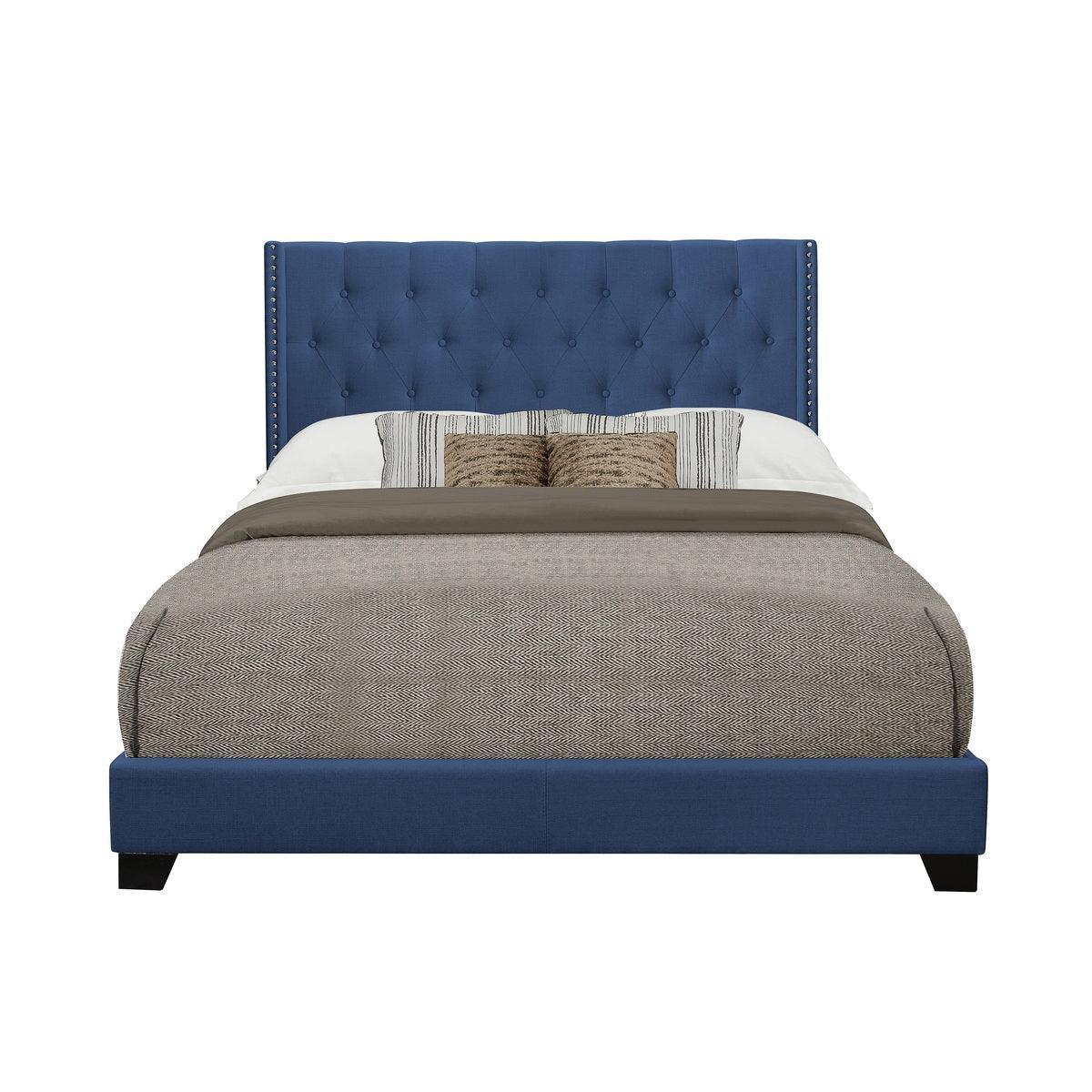 Baker Blue Fabric Tufted Platform Full Bed