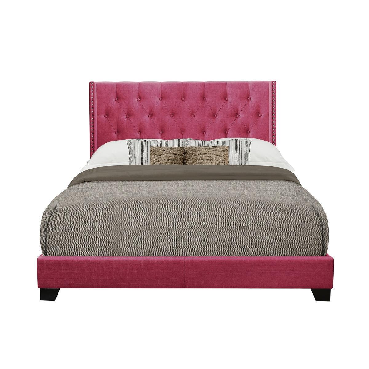 Baker Pink Fabric Tufted Platform Full Bed