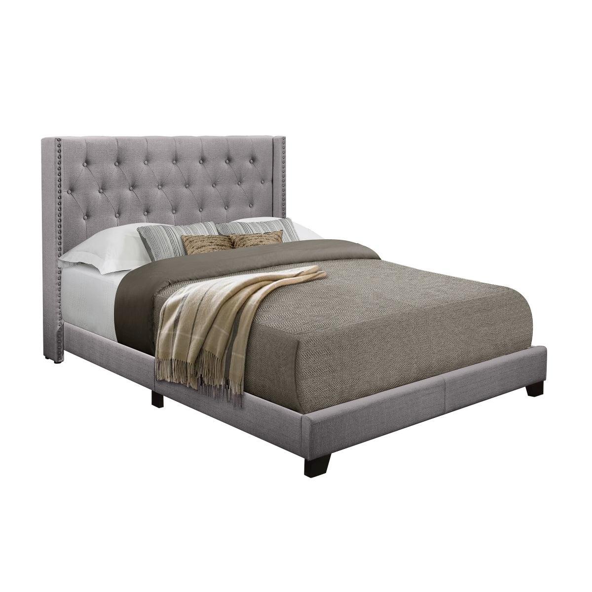 Barzini Gray Fabric Tufted Upholstered Panel King Bed - Image 2