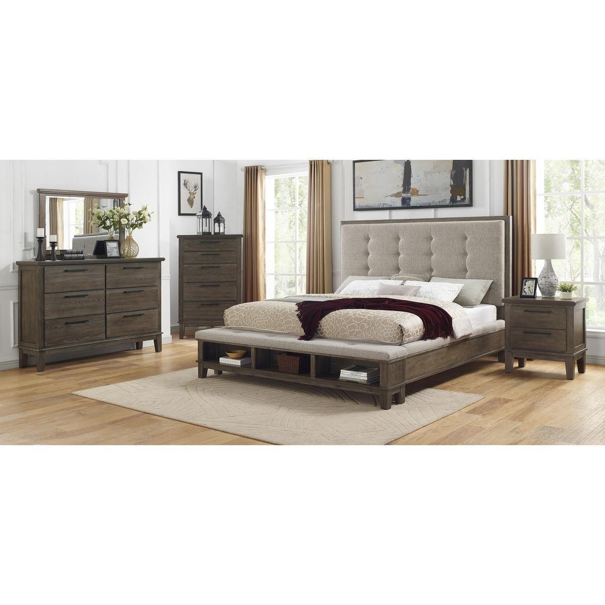 Gray Upholstered Tufted Panel Queen Bed - Image 2