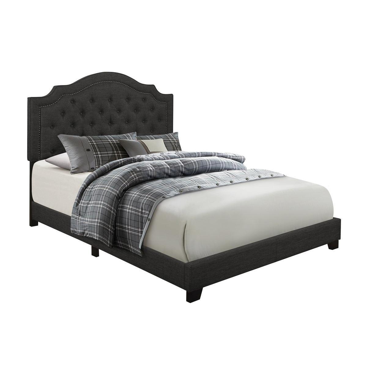 Sandy Dark Gray Fabric Tufted Panel Queen Bed - Image 2