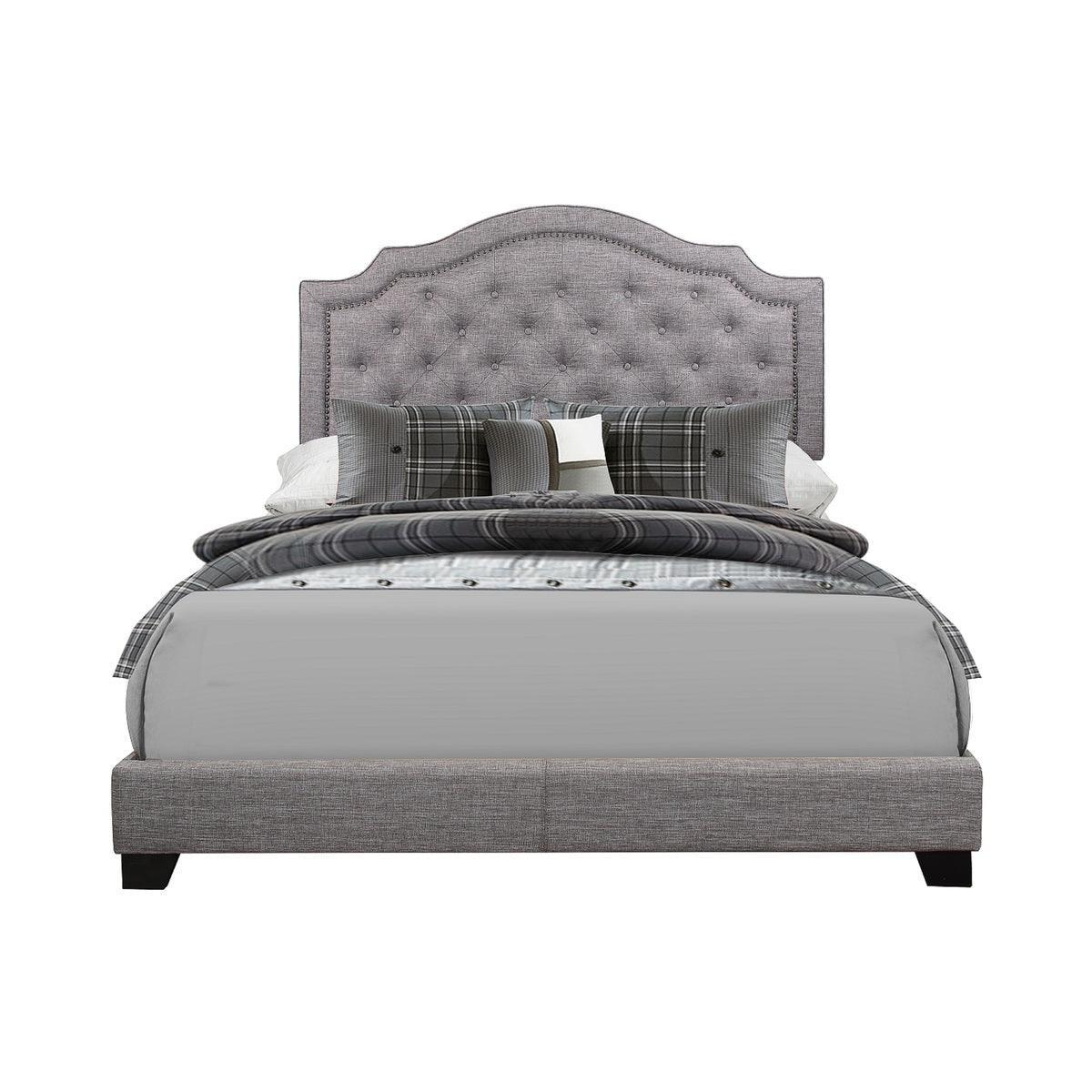 Sandy Gray Fabric Tufted Panel Queen Bed - Image 1