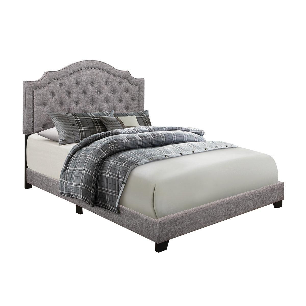 Sandy Gray Fabric Tufted Panel Queen Bed - Image 2