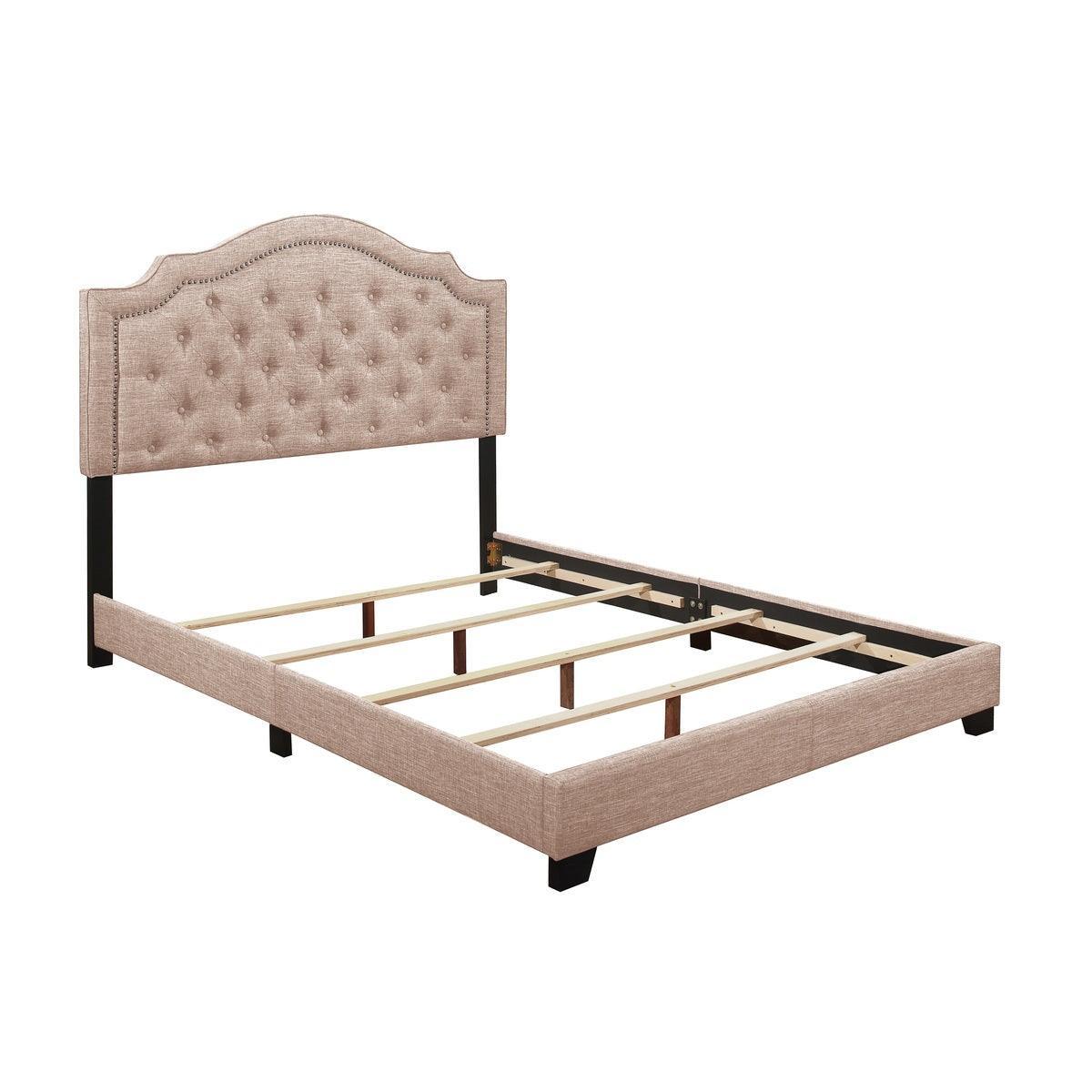 Sandy Beige Fabric Tufted Panel King Bed - Image 3