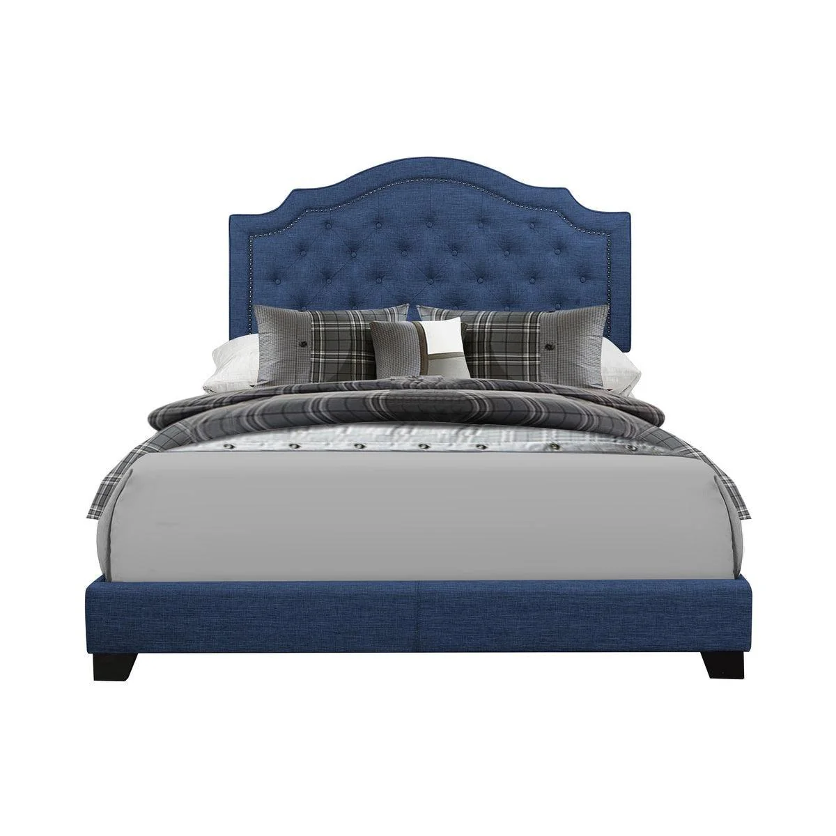 Sandy Blue Fabric Tufted Panel King Bed - Image 1