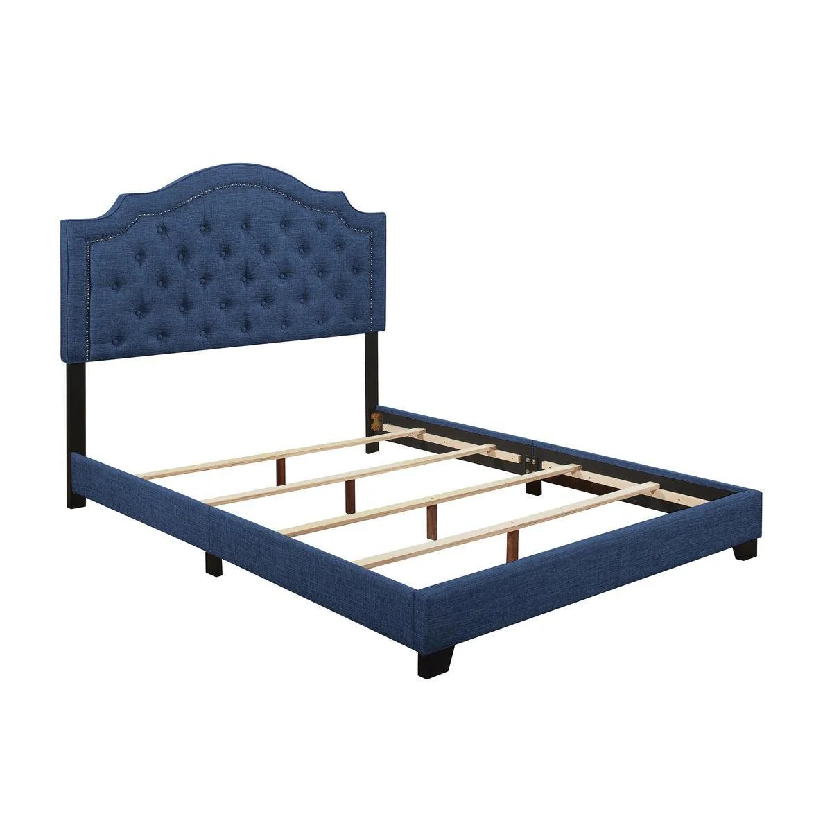 Sandy Blue Fabric Tufted Panel King Bed - Image 3