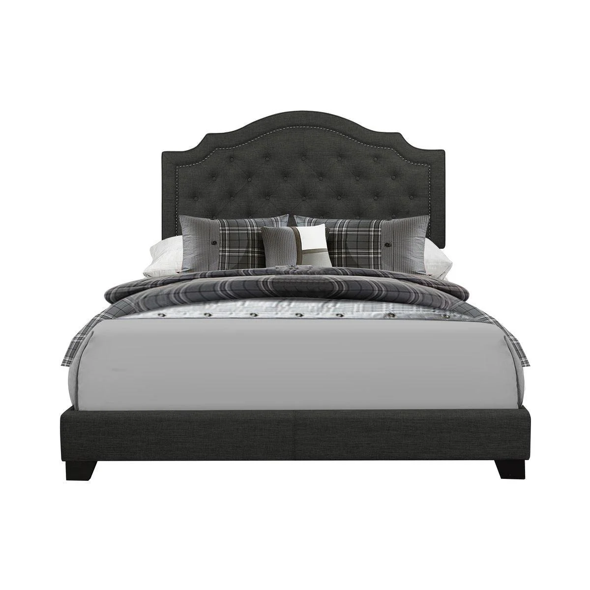 Sandy Dark Gray Fabric Tufted Panel King Bed - Image 1